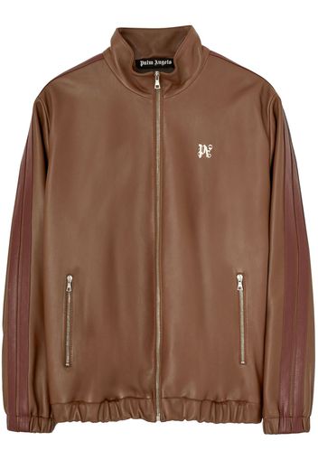 Palm Angels PA monogram leather track jacket - Braun