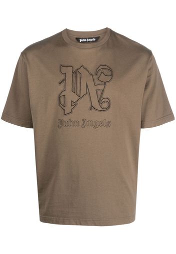 Palm Angels PA MONOGRAM STATEMENT REG TEE BROWN BLA - BROWN BLACK