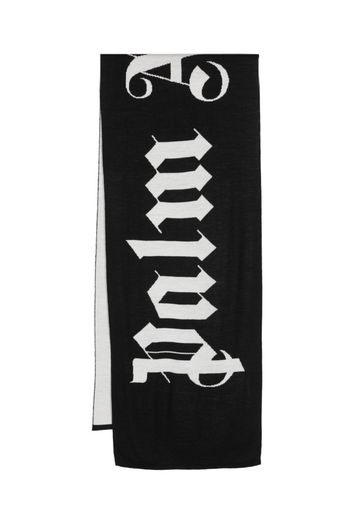 Palm Angels Schal mit Jacquard-Logo - BLACK OFF WHITE