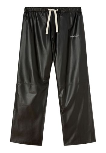 Palm Angels logo-print leather track pants - Schwarz