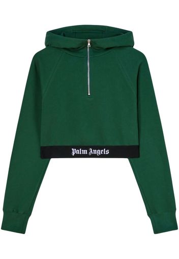 Palm Angels Cropped-Hoodie mit Logo-Streifen - Grün