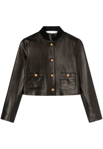 Palm Angels cropped leather jacket - Schwarz