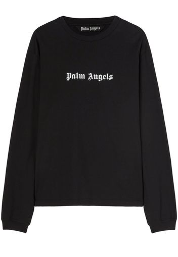 Palm Angels Langarmshirt mit Logo-Stickerei - Schwarz