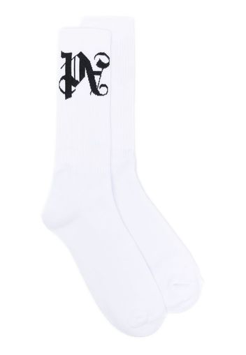 Palm Angels logo-print cotton-blend socks - Weiß