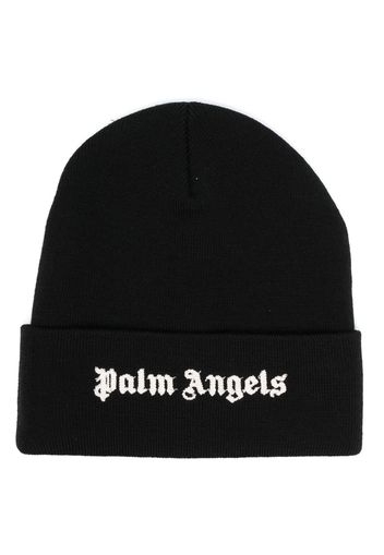 Palm Angels logo-embroidered wool beanie - Schwarz