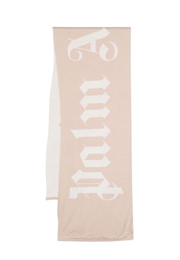 Palm Angels logo-jacquard wool-blend scarf - Nude