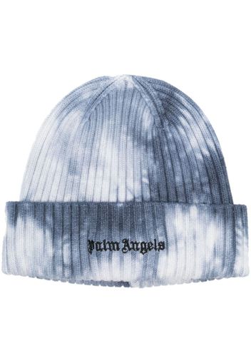 Palm Angels logo-embroidered tie-dye beanie - Blau