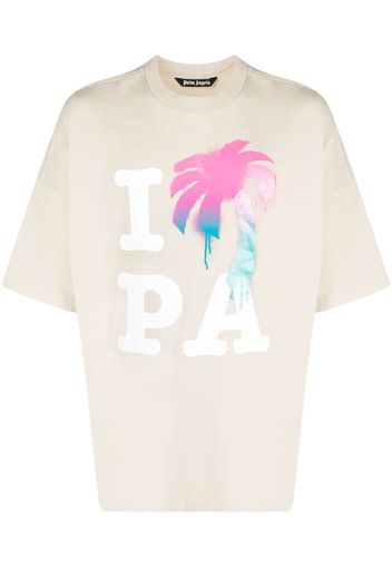 Palm Angels T-Shirt mit "I Love PA"-Print - Nude