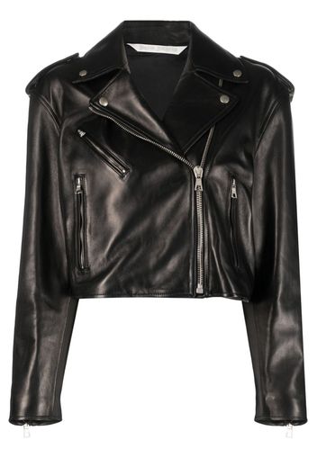 Palm Angels zip-up leather jacket - Schwarz