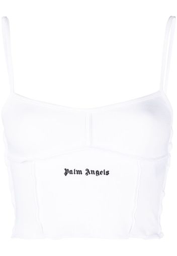 Palm Angels logo-embroidered crop top - Weiß