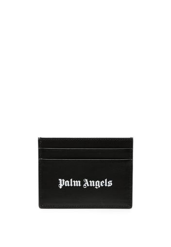 Palm Angels logo-print leather card holder - Schwarz