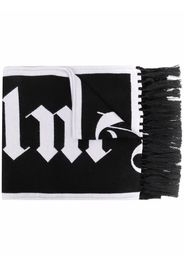 Palm Angels fringed logo-knit scarf - Schwarz