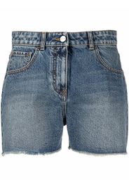 Palm Angels Ausgefranste Jeans-Shorts mit Palme - Blau