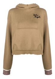 Palm Angels Gestrickter Hoodie mit Logo-Stickerei - BROWN BLACK