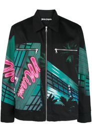 Palm Angels Miami-print cotton jacket - Schwarz