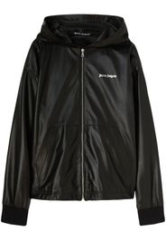 Palm Angels logo-print hooded leather jacket - Schwarz