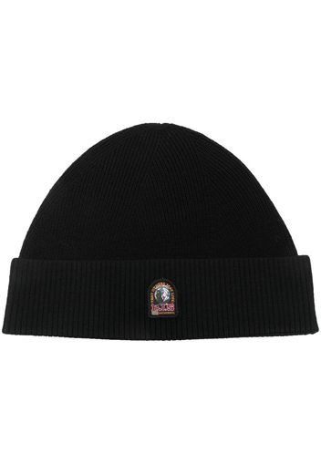 Parajumpers logo-patch knitted merino beanie - Schwarz