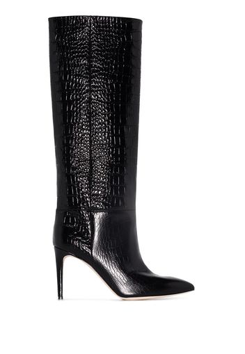 Paris Texas crocodile-embossed boots - Schwarz