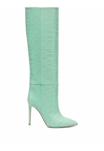 Paris Texas crocodile-embossed knee-length boots - Grün