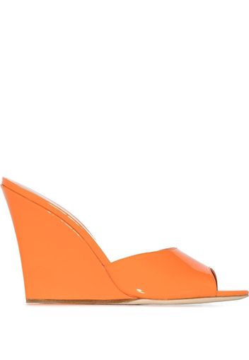 Paris Texas Wanda 110mm wedge mules - Orange