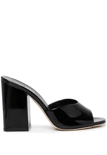 Paris Texas open toe patent mules - Schwarz