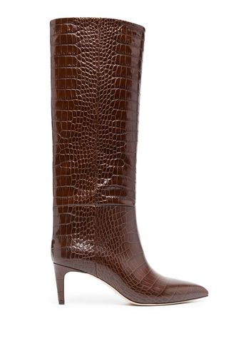 Paris Texas croc-embossed 65mm leather boots - CIOCCOLATO