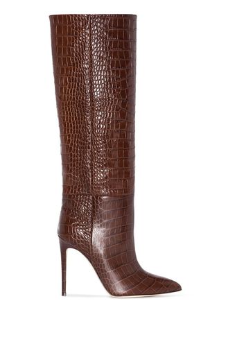 Paris Texas 105mm crocodile-effect knee boots - Braun