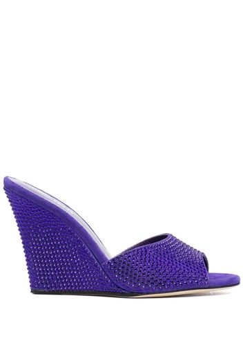 Paris Texas crystal-embellished 95mm wedge mules - Violett