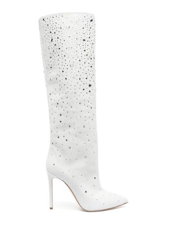 Paris Texas Holly Love crystal-embellished suede boots - Weiß