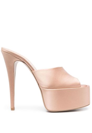 Paris Texas Marina 160mm satin platform mules - Nude