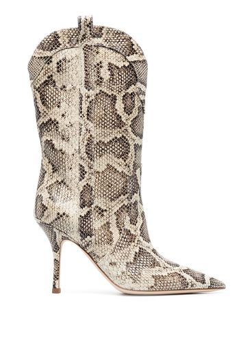 Paris Texas snakeskin-print leather boots - Nude