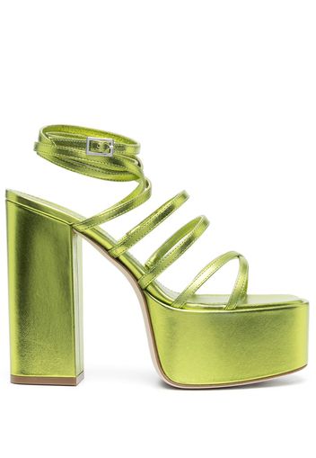 Paris Texas Melena 135mm metallic platform sandals - Grün