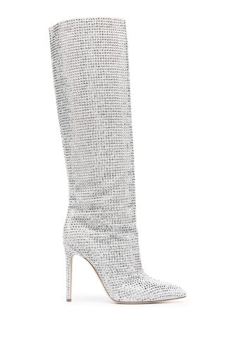 Paris Texas Holly crystal-embellished 105mm knee boots - Weiß