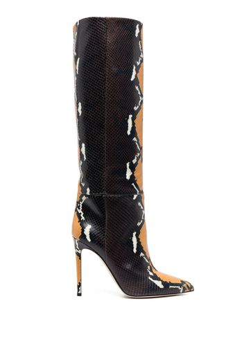 Paris Texas 115mm python-print knee-high boots - Braun