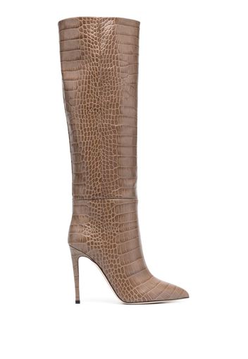 Paris Texas 105mm crocodile-effect leather boots - Braun