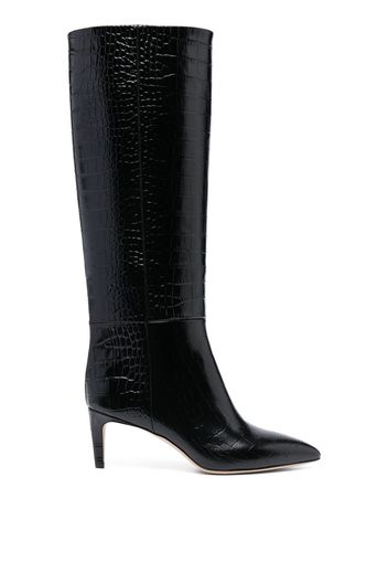 Paris Texas Stiletto 80mm crocodile-effect leather boots - Schwarz