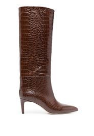 Paris Texas croc-embossed 65mm leather boots - CIOCCOLATO