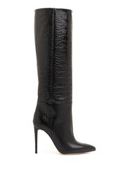 Paris Texas crocodile-effect 105mm knee-length boots - Schwarz