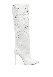 Paris Texas Holly Love crystal-embellished suede boots - Weiß