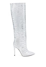 Paris Texas croc-effect knee-high boots - Silber