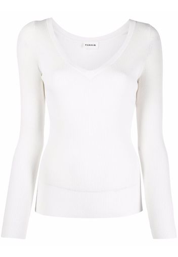 P.A.R.O.S.H. V-neck long-sleeved T-shirt - Weiß