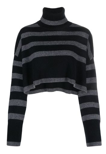 P.A.R.O.S.H. striped roll-neck cropped jumper - Schwarz