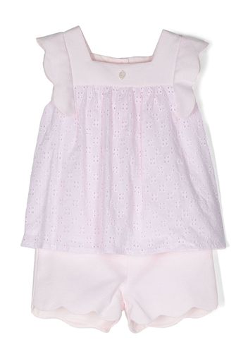 Patachou Set aus Top und Shorts mit Wellensaum - Rosa