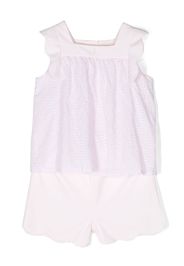 Patachou Set aus Top und Shorts mit Lochstickerei - Rosa