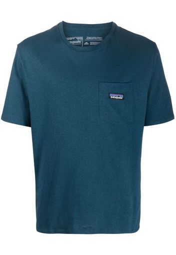 Patagonia logo-patch organic-cotton T-shirt - Blau