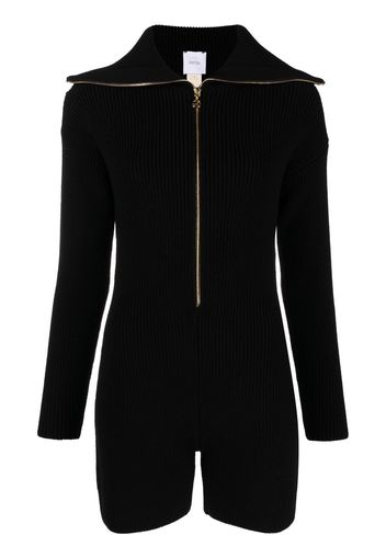 Patou ribbed-knit long-sleeved playsuit - Schwarz