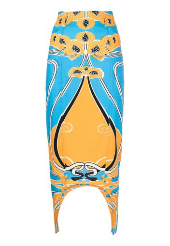 Patou Curve printed midi skirt - Blau