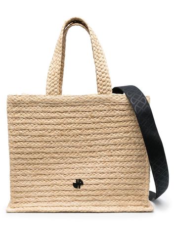 Patou large raffia tote bag - Nude