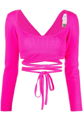 Patou cropped tie-fastening top - Rosa