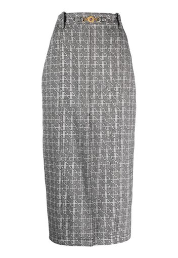 Patou JP monogram slit midi skirt - Grau